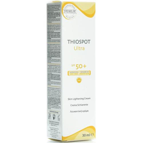 Synchroline Thiospot Ultra Spf50+ Λευκαντική Αντηλιακή Κρέμα Προσώπου Πολύ Υψηλής Προστασίας Κατά των Κηλίδων 30ml